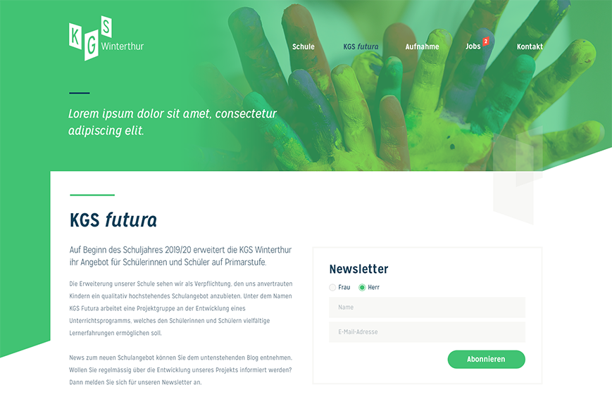 KGS Winterthur, Webdesign, KGS futura